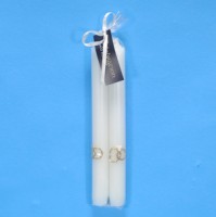 Embossed Wedding Rings Column Dinner Candles