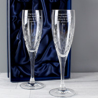 Personalised Crystal Champagne Pair of Flutes with Gift Box