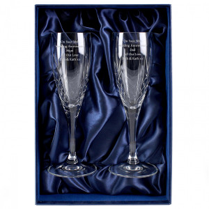 Personalised Crystal Champagne Pair of Flutes with Gift Box