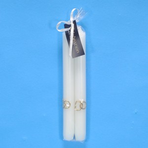 Embossed Wedding Rings Column Dinner Candles