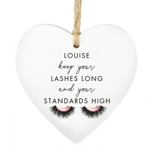 Personalised Eyelash Wooden Heart Decoration