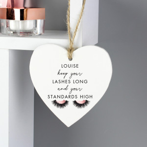 Personalised Eyelash Wooden Heart Decoration Personalised Eyelash Wooden Heart Decoration