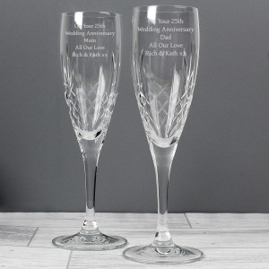 Personalised Crystal Champagne Pair of Flutes with Gift Box